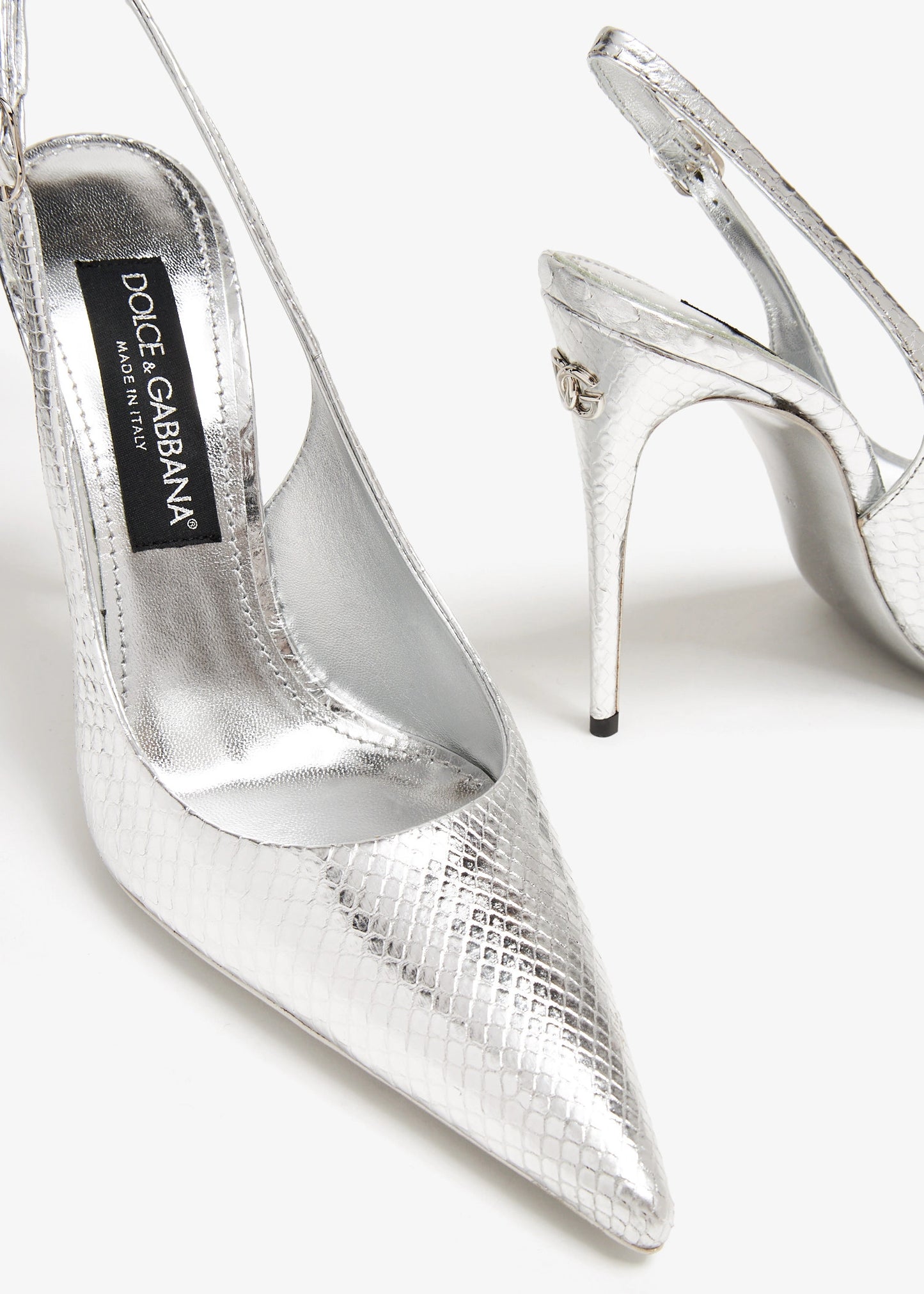 DOLCE & GABBANA Python slingback pumps
