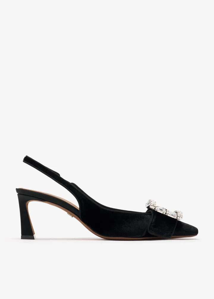 DOLCE & GABBANA Bejeweled Buckle Slingback Pumps
