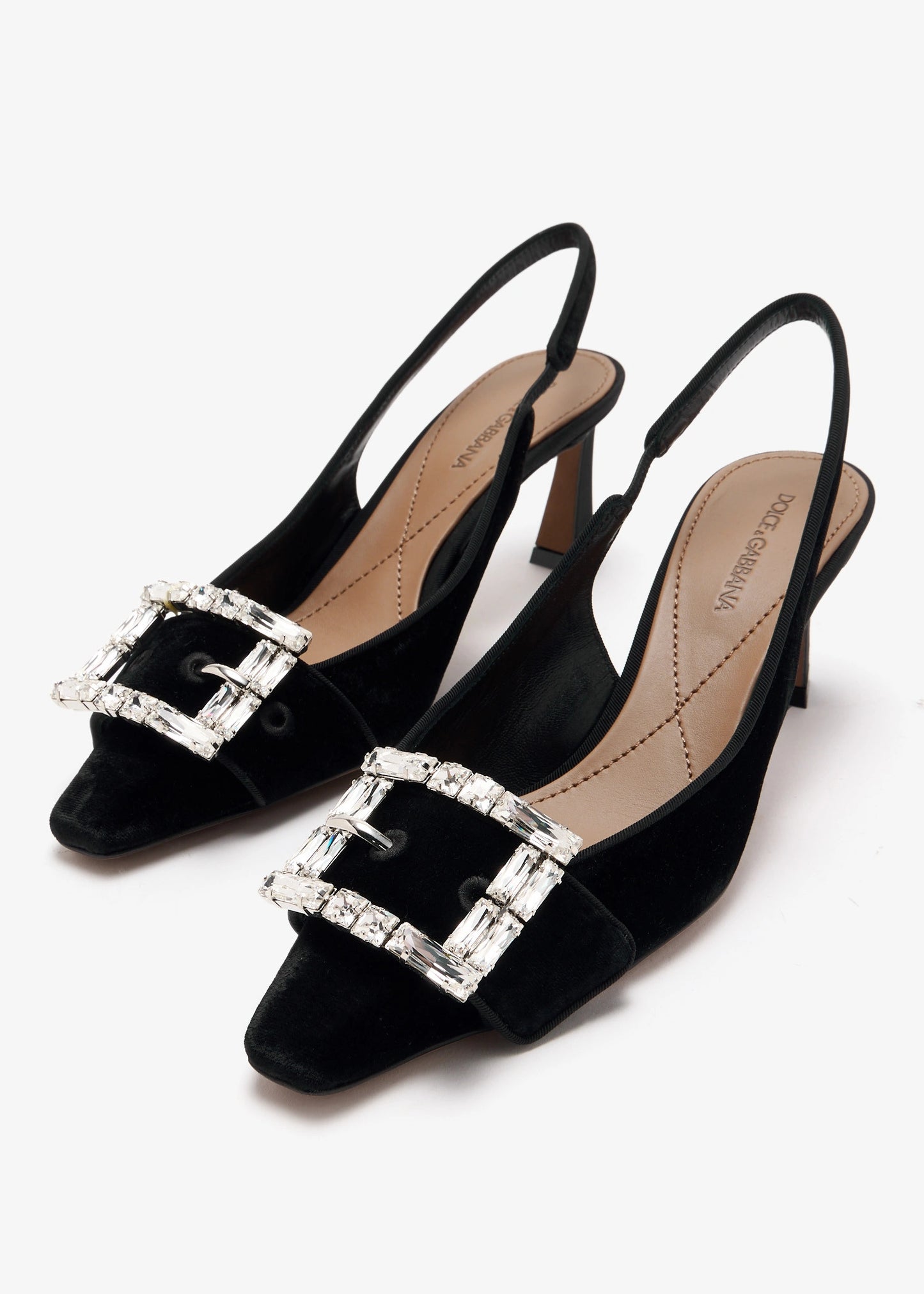 DOLCE & GABBANA Bejeweled Buckle Slingback Pumps