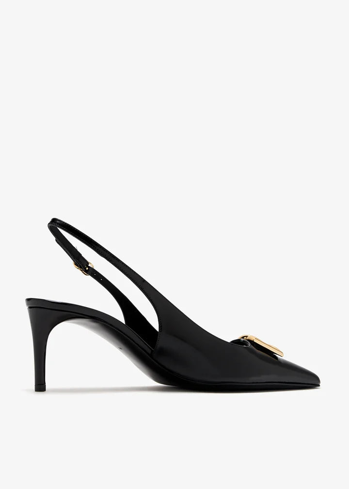 DOLCE & GABBANA DG Polished Calfskin Slingback Pumps