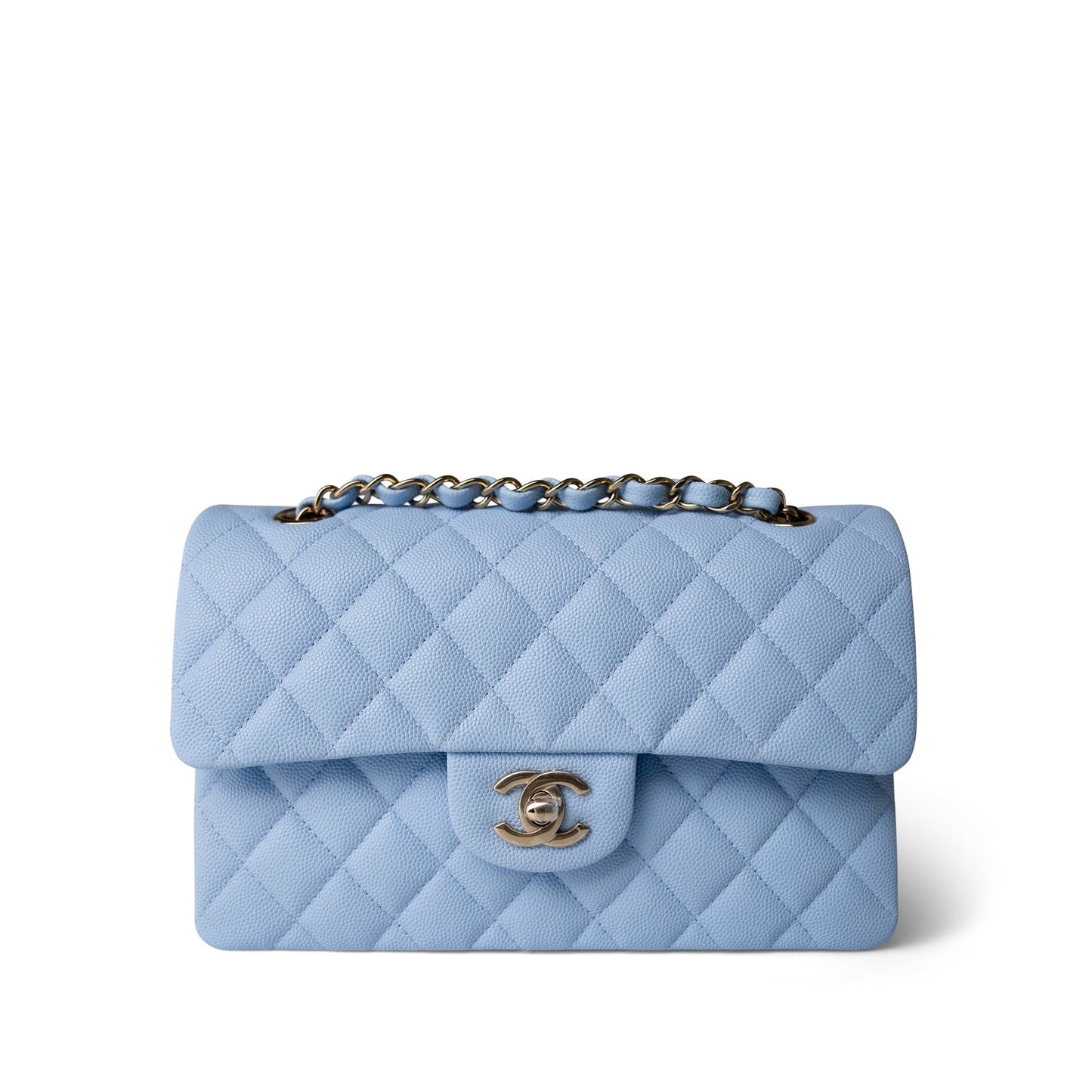 Chanel 23P Light Blue Classic Flap Small Light Gold Hardware