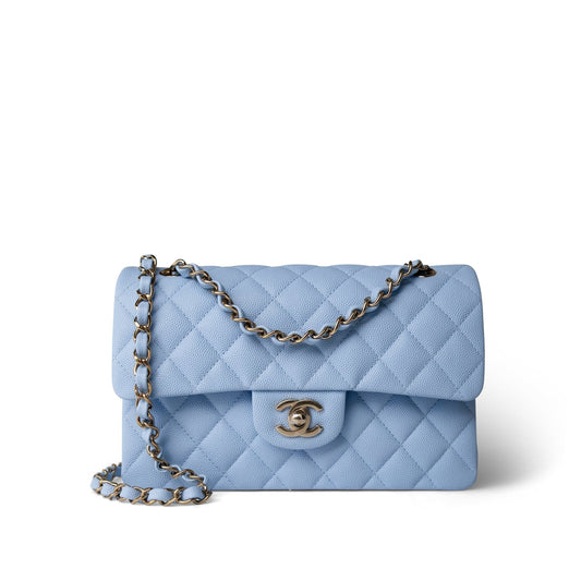 Chanel 23P Light Blue Classic Flap Small Light Gold Hardware