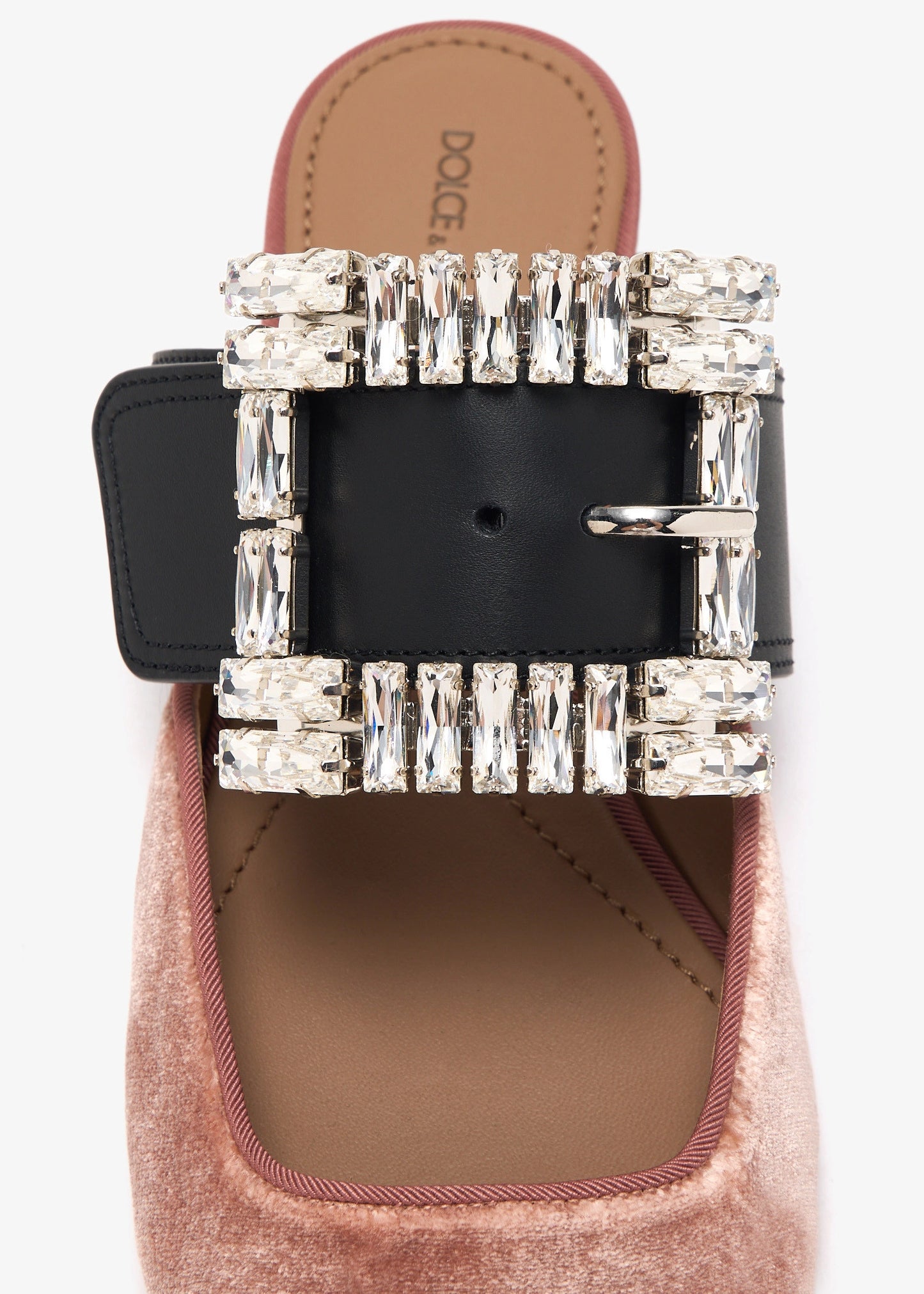 DOLCE & GABBANA Bejeweled buckle velvet mules