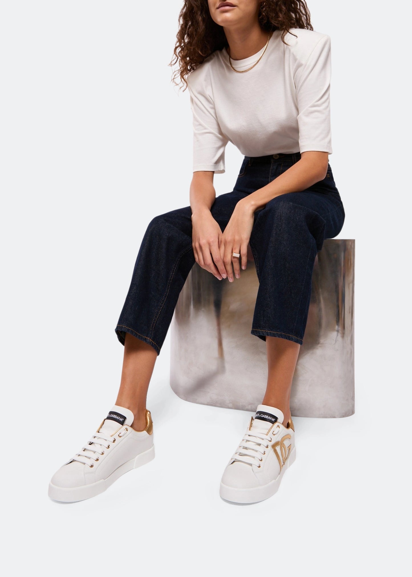 DOLCE & GABBANA Calfskin Portofino sneakers with DG logo