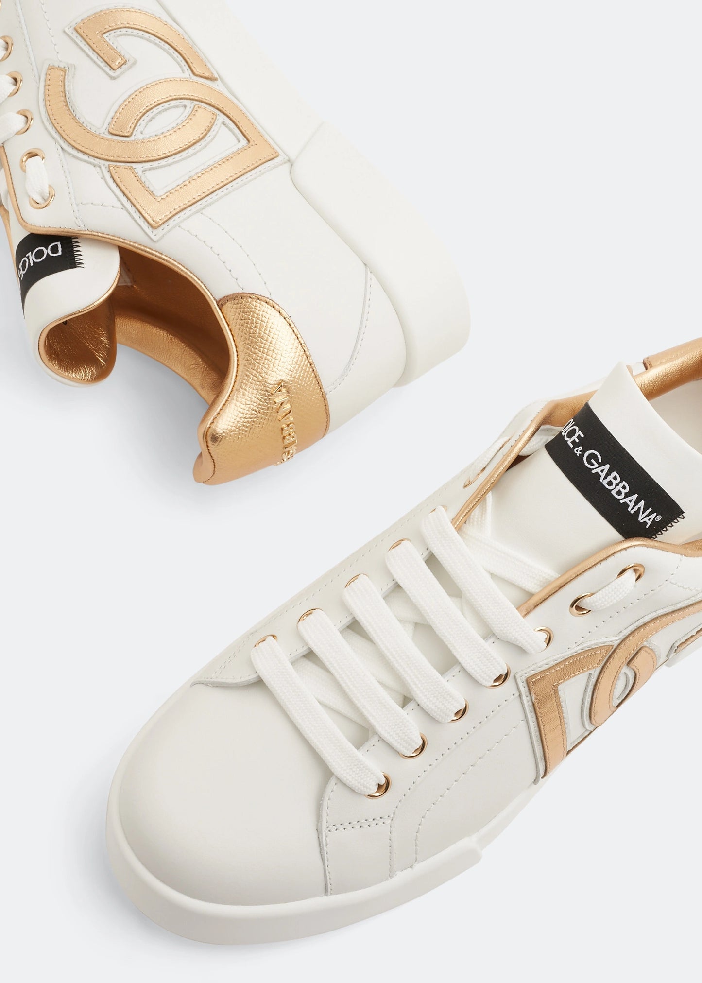 DOLCE & GABBANA Calfskin Portofino sneakers with DG logo
