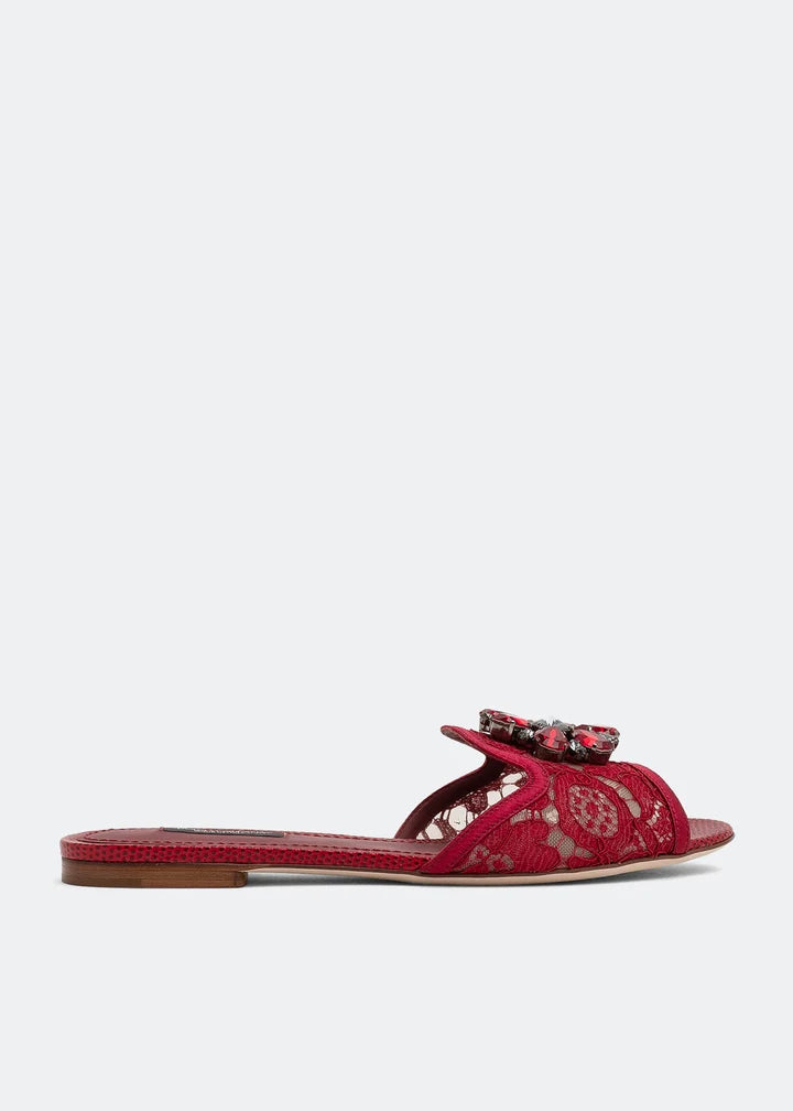 DOLCE & GABBANA Lace flat sandals – Elegant Boutique