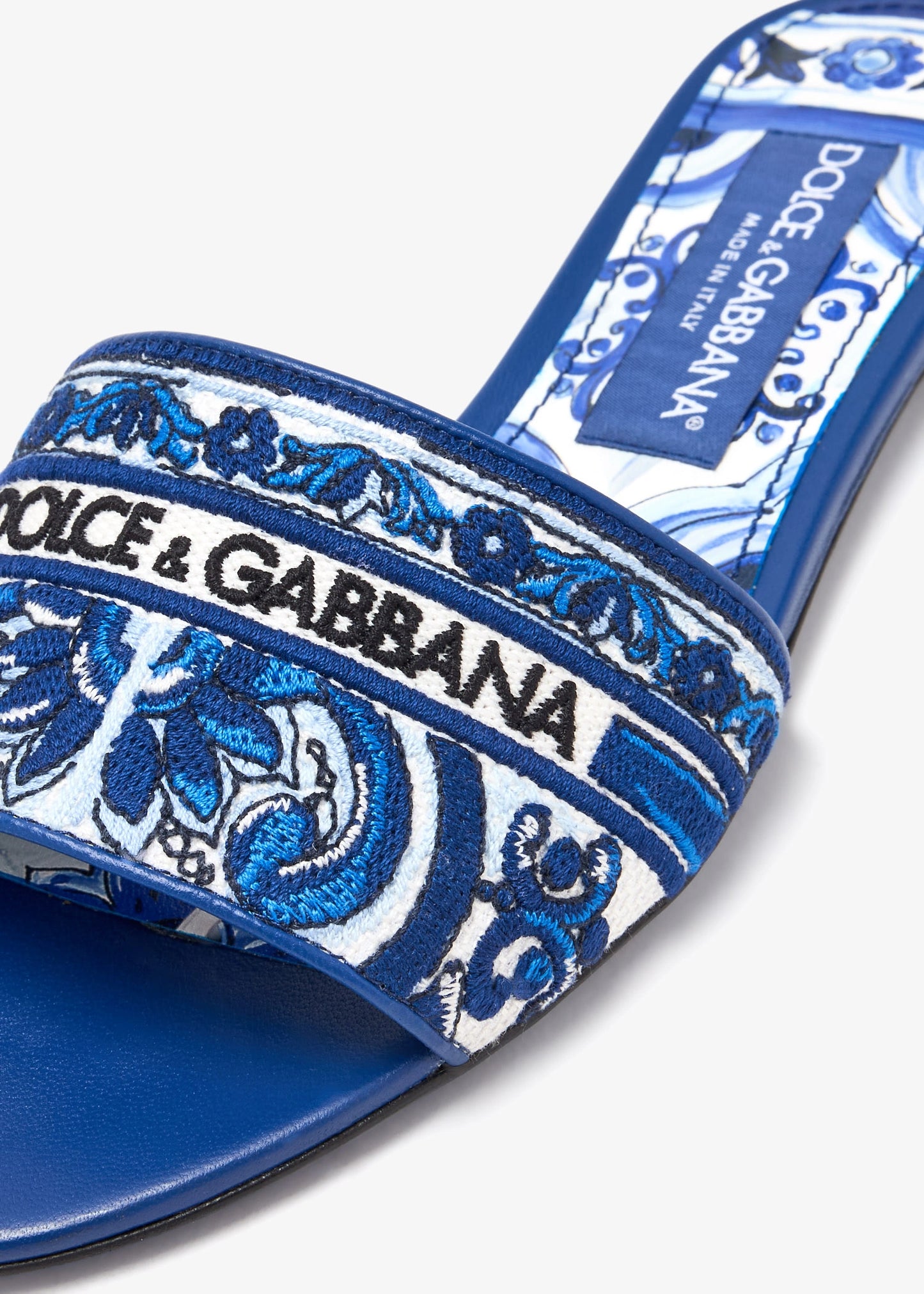 DOLCE & GABBANA Maiolica-Embroidered Slide Sandals