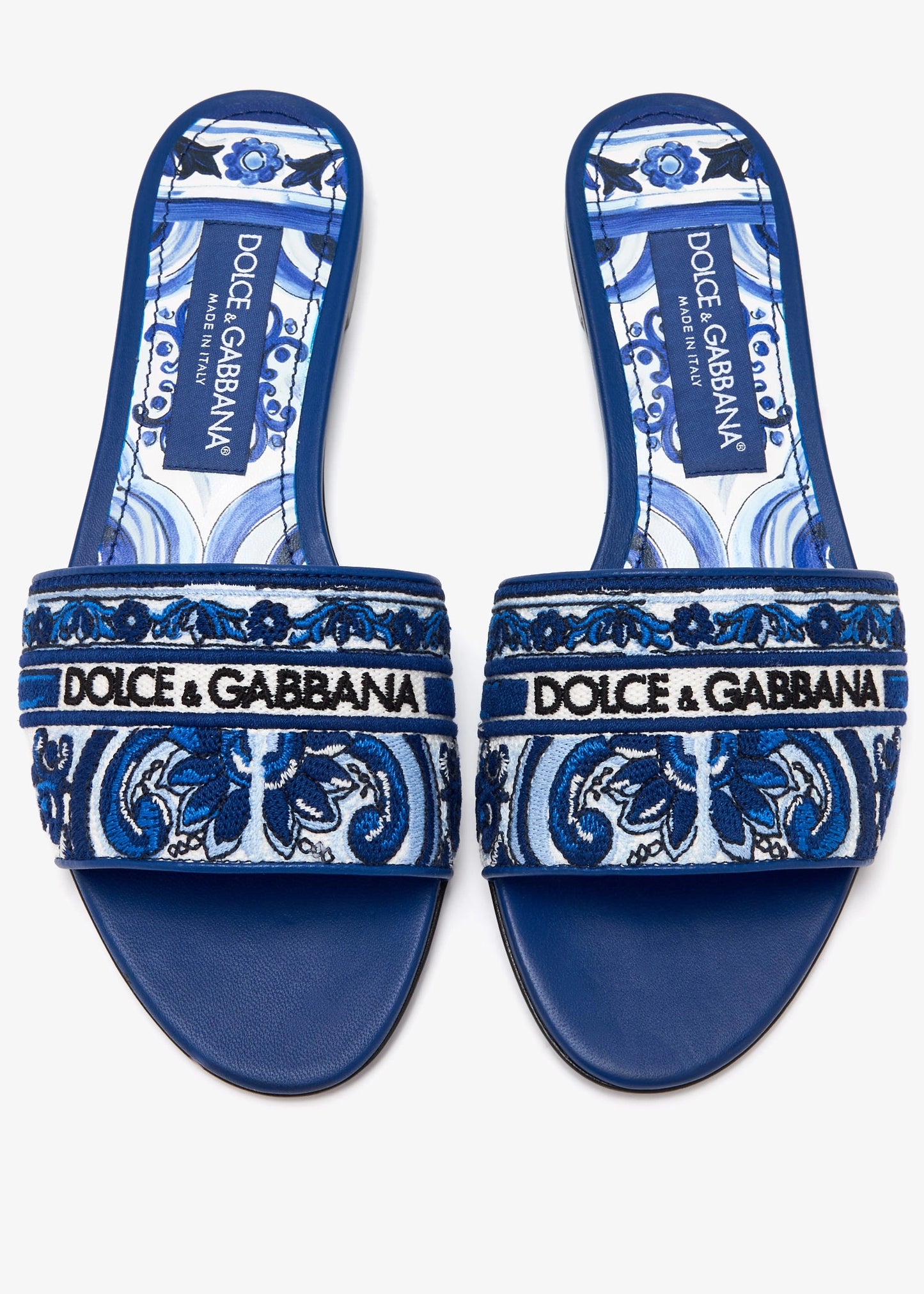DOLCE & GABBANA Maiolica-Embroidered Slide Sandals
