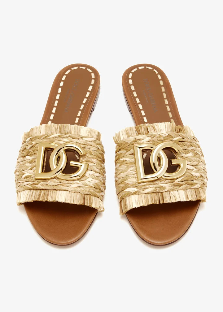DOLCE & GABBANA Braided Raffia Flats