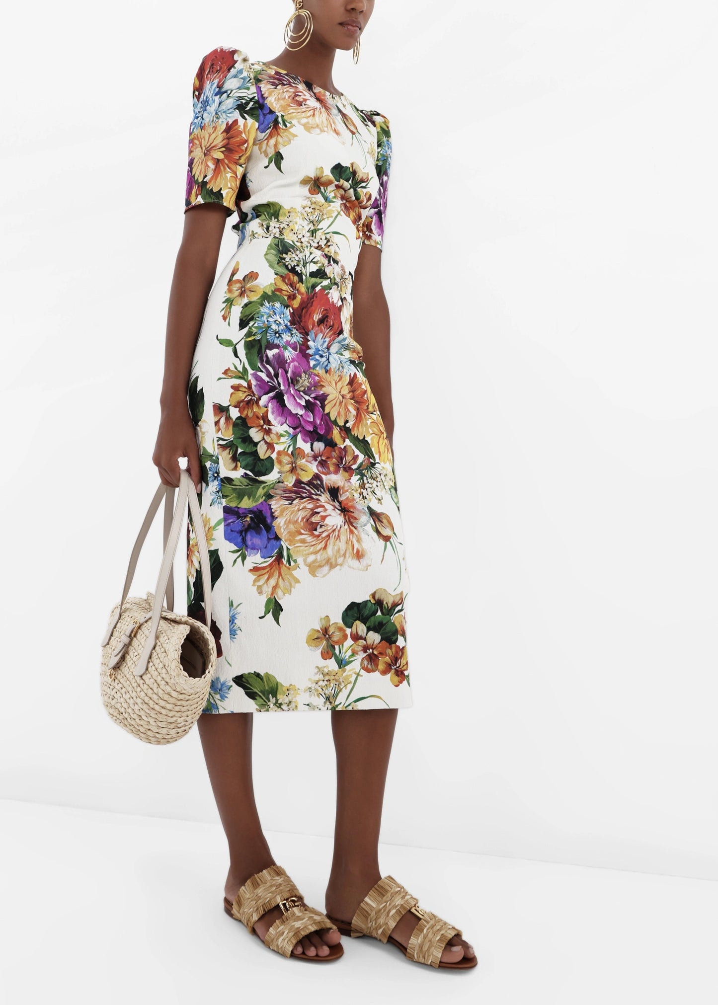 DOLCE & GABBANA Braided raffia flat sandals
