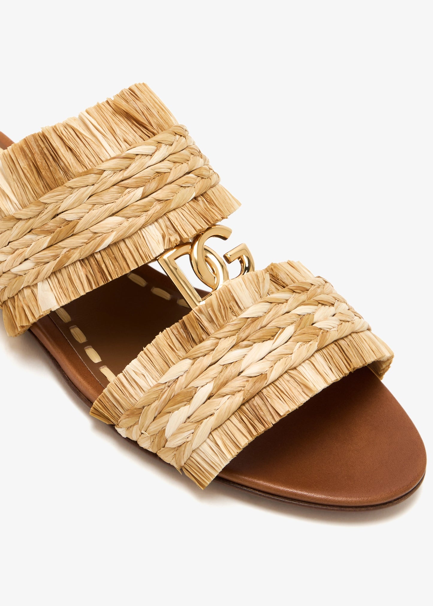 DOLCE & GABBANA Braided raffia flat sandals