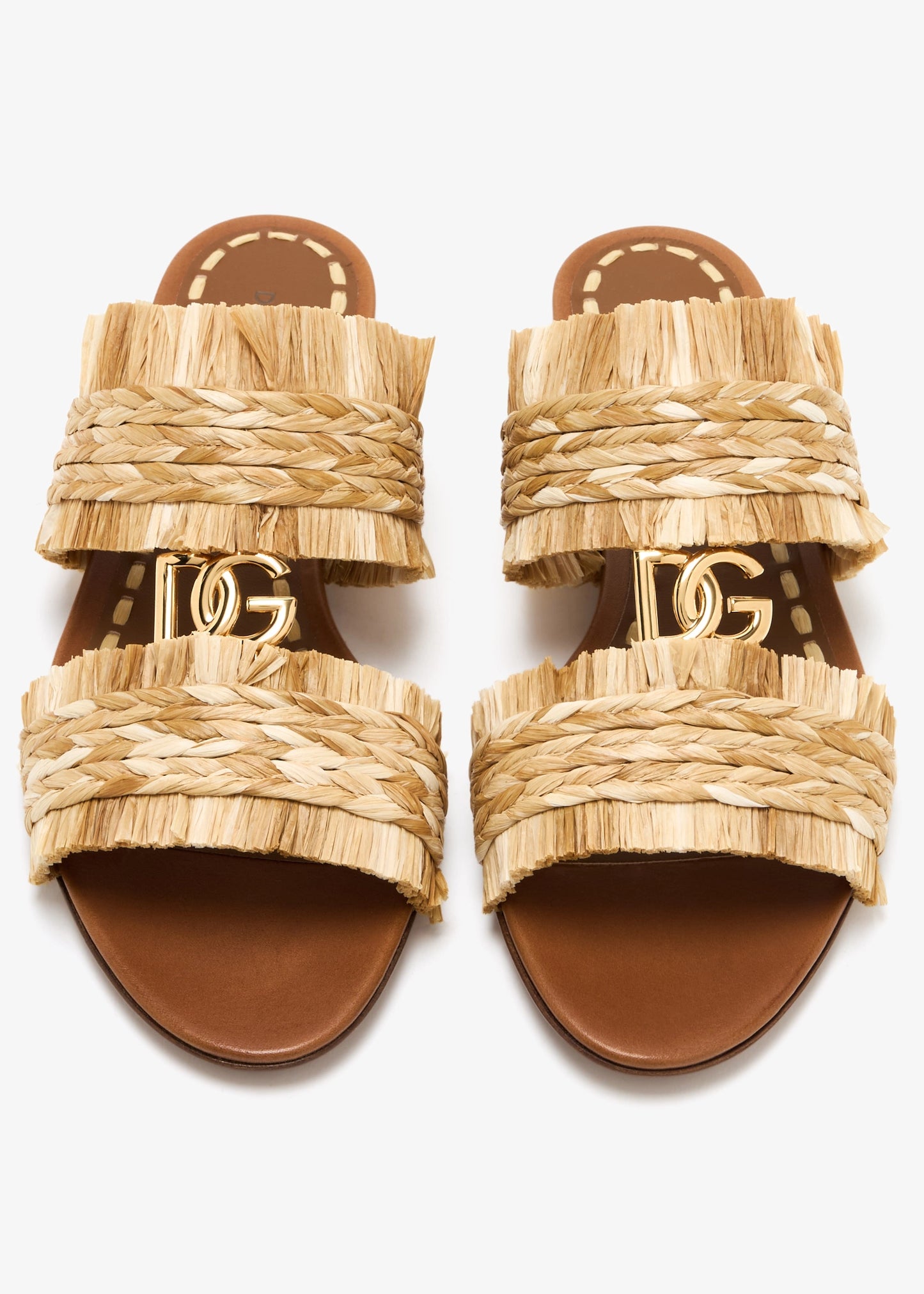 DOLCE & GABBANA Braided raffia flat sandals