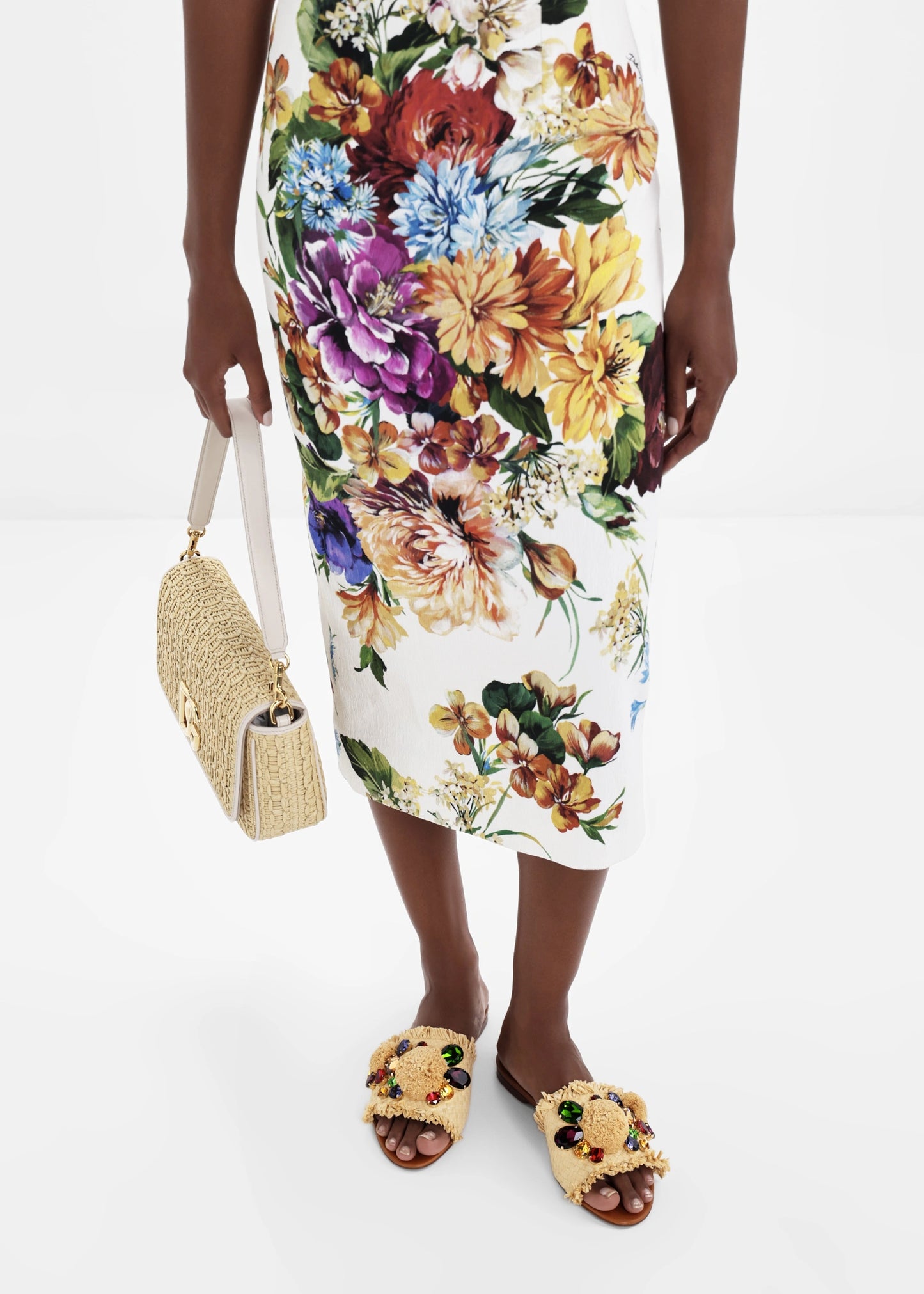 DOLCE & GABBANA Gemstone Raffia Flats