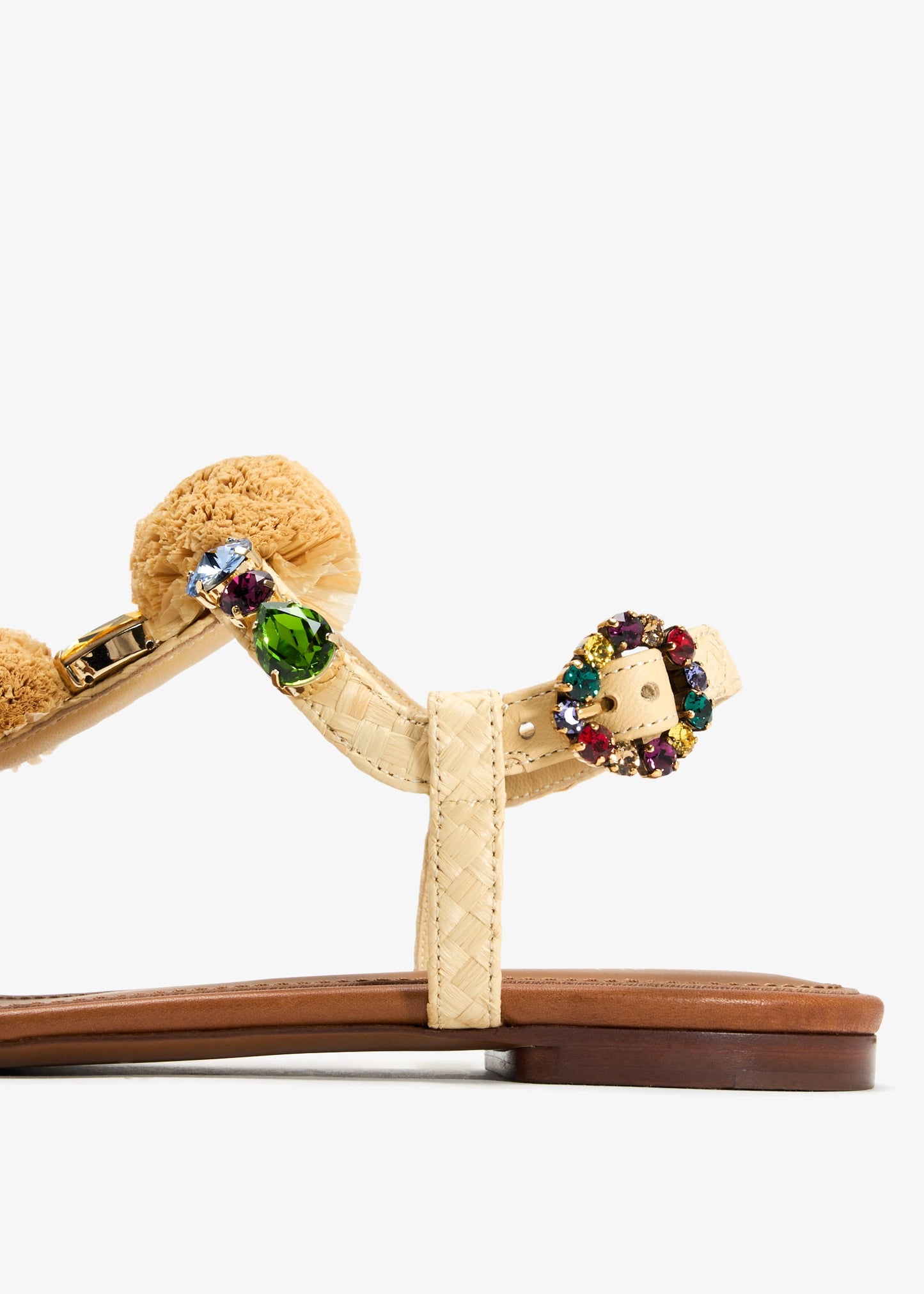 DOLCE & GABBANA Gemstone raffia flat sandals