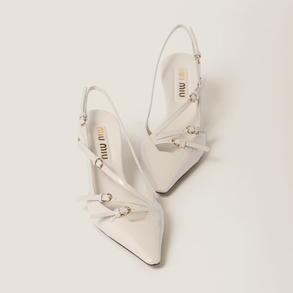 Patent Leather Slingbacks with Buckles