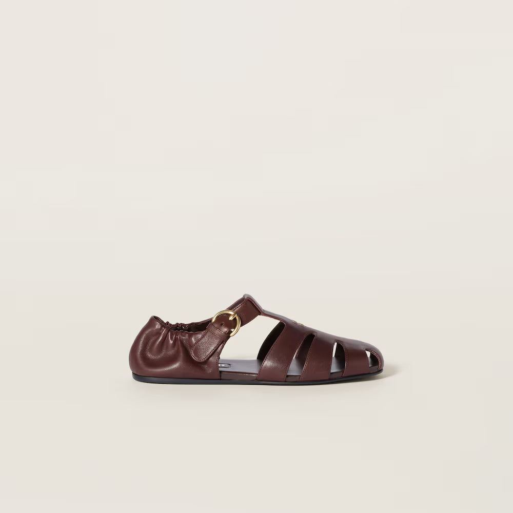 Ruches Nappa Leather Fisherman's Sandals
