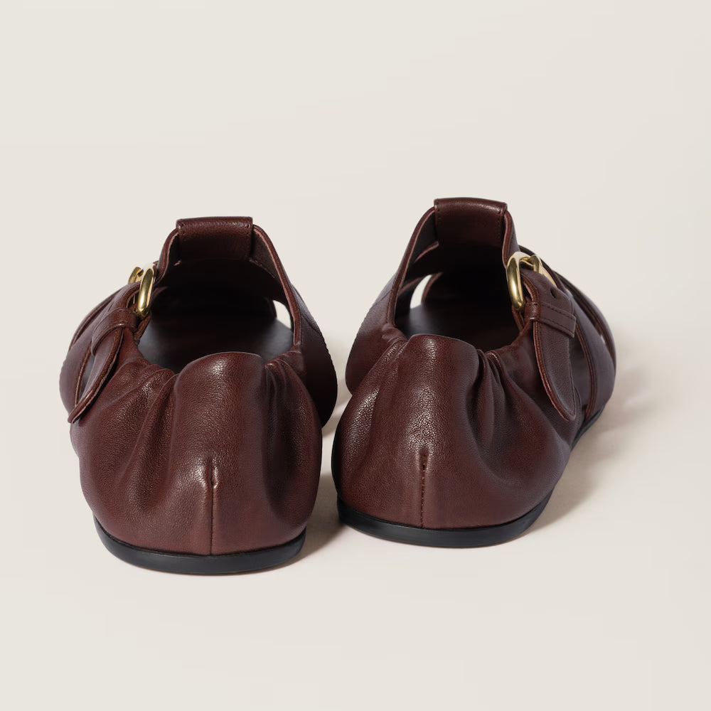 Ruches Nappa Leather Fisherman's Sandals