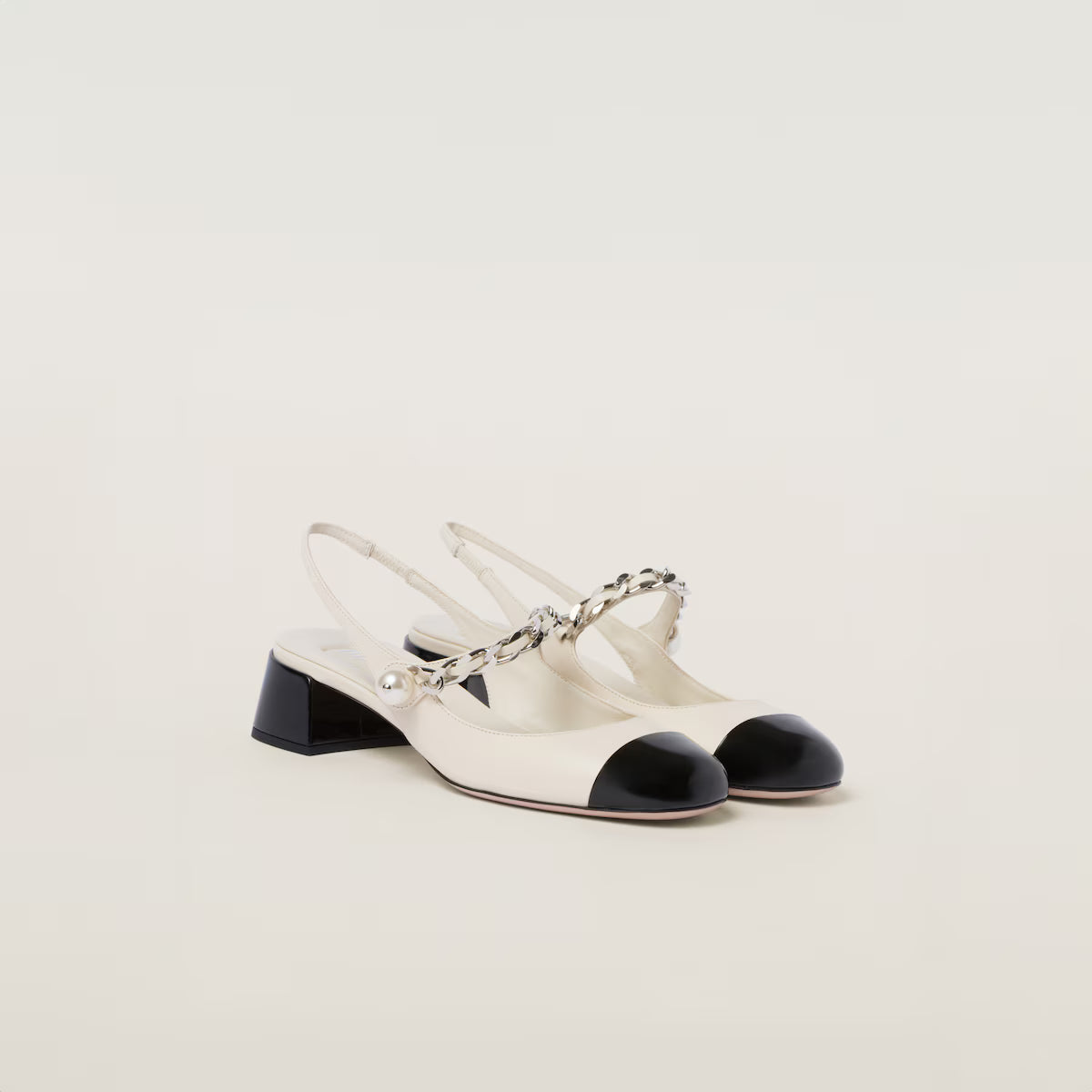 Leather and Patent Leather Slingback Pumps