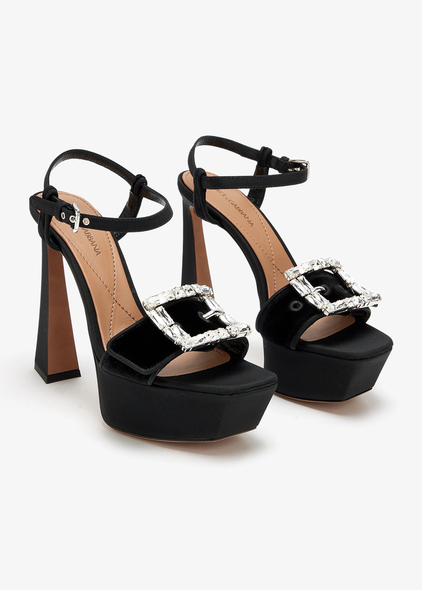 DOLCE & GABBANA Bejeweled buckle platform sandals