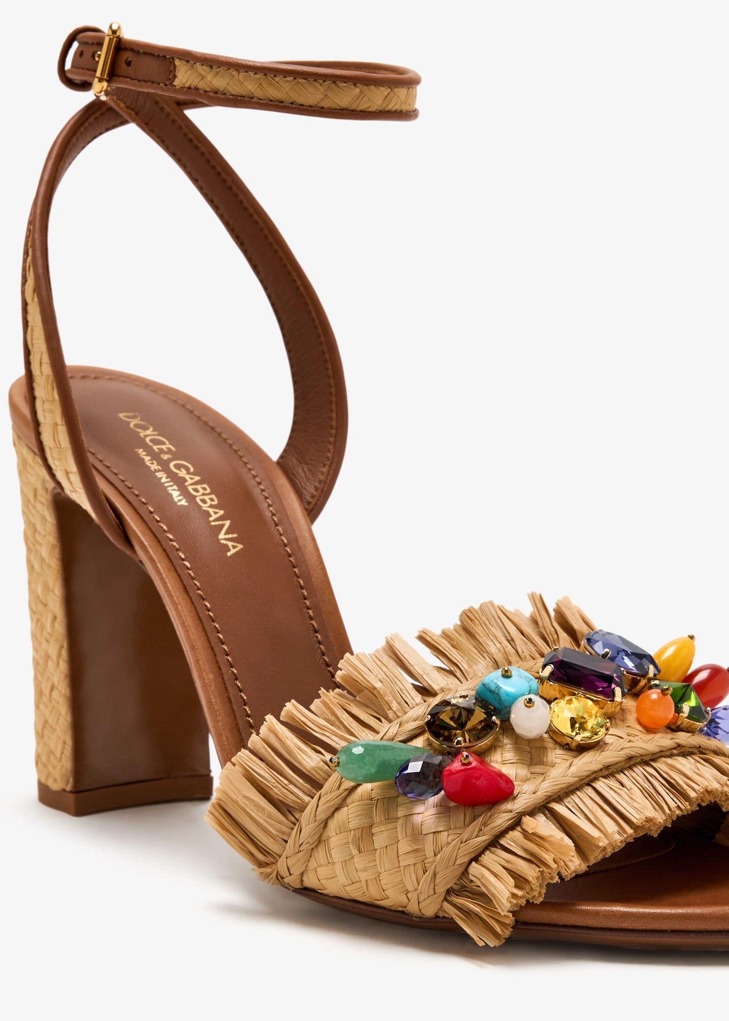 DOLCE & GABBANA Gemstone Raffia Sandals