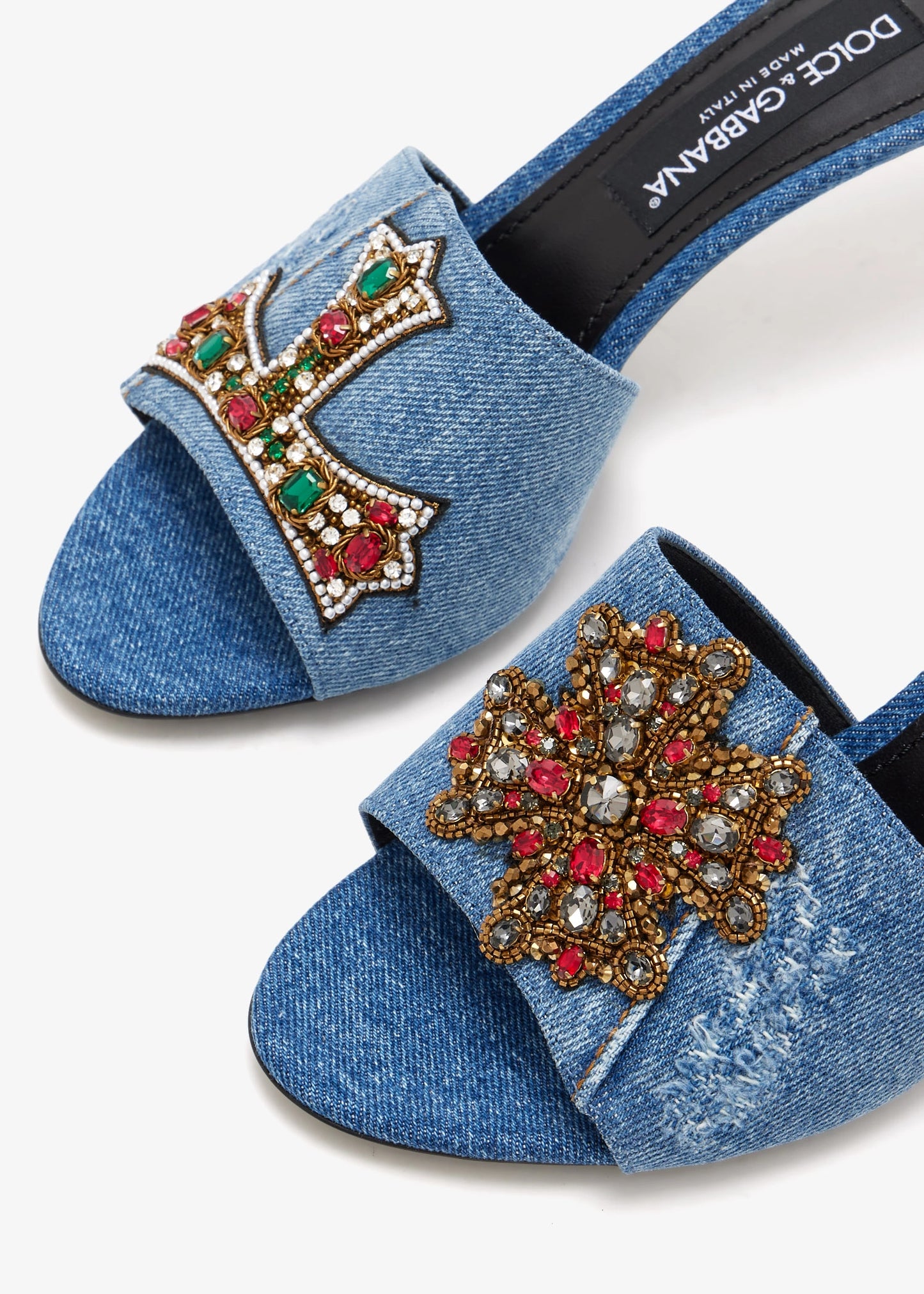 DOLCE & GABBANA Embroidered denim sandals