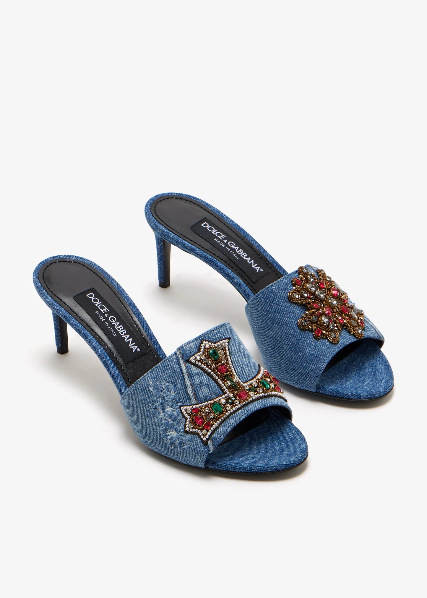 DOLCE & GABBANA Embroidered denim sandals