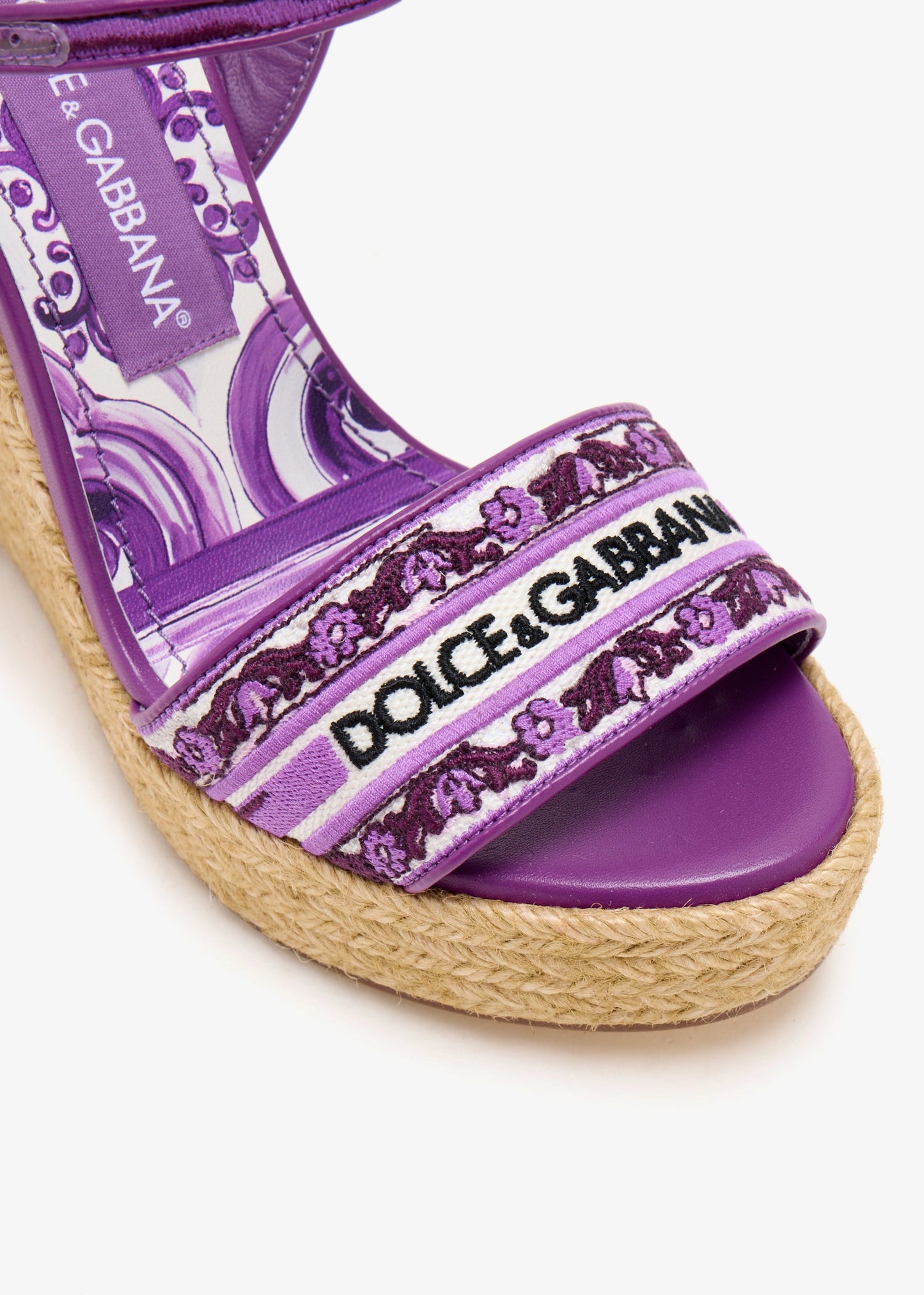 DOLCE & GABBANA Maiolica-Embroidered Wedge Sandals