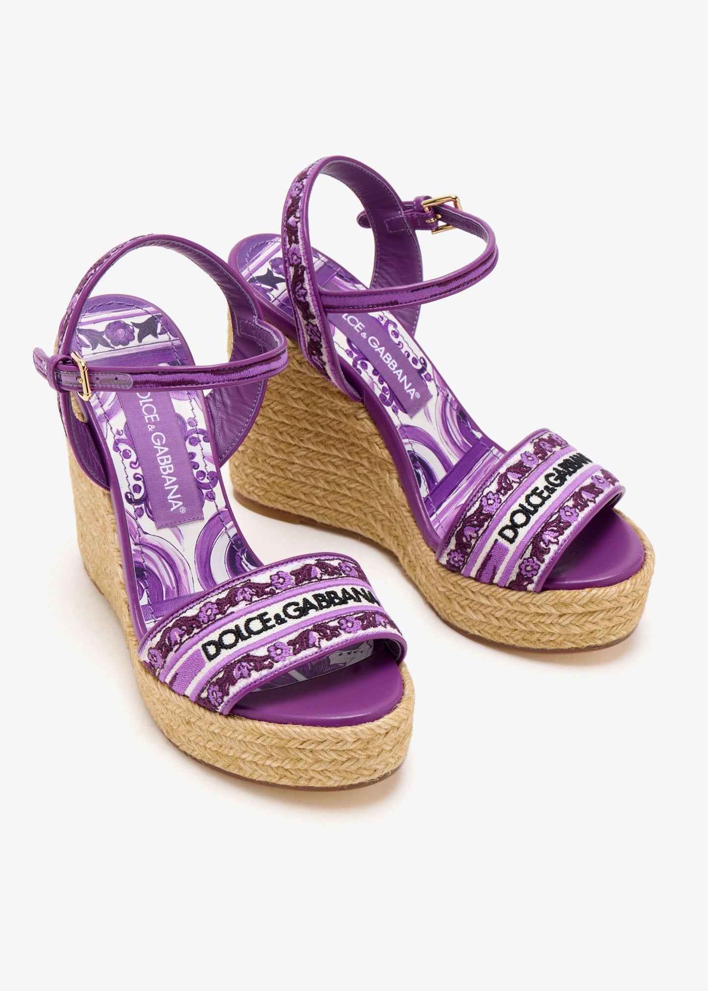 DOLCE & GABBANA Maiolica-Embroidered Wedge Sandals