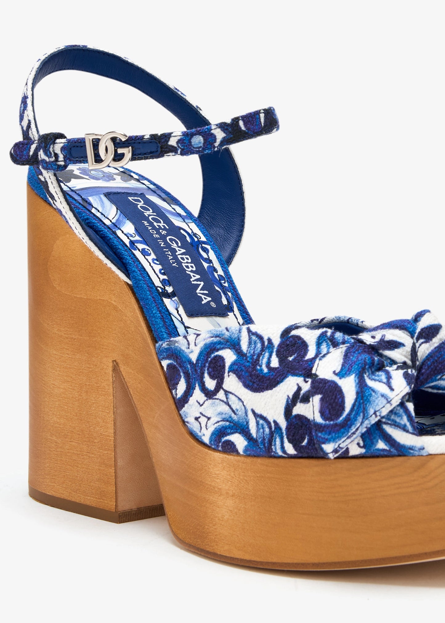 DOLCE & GABBANA Maiolica-print wedge sandals