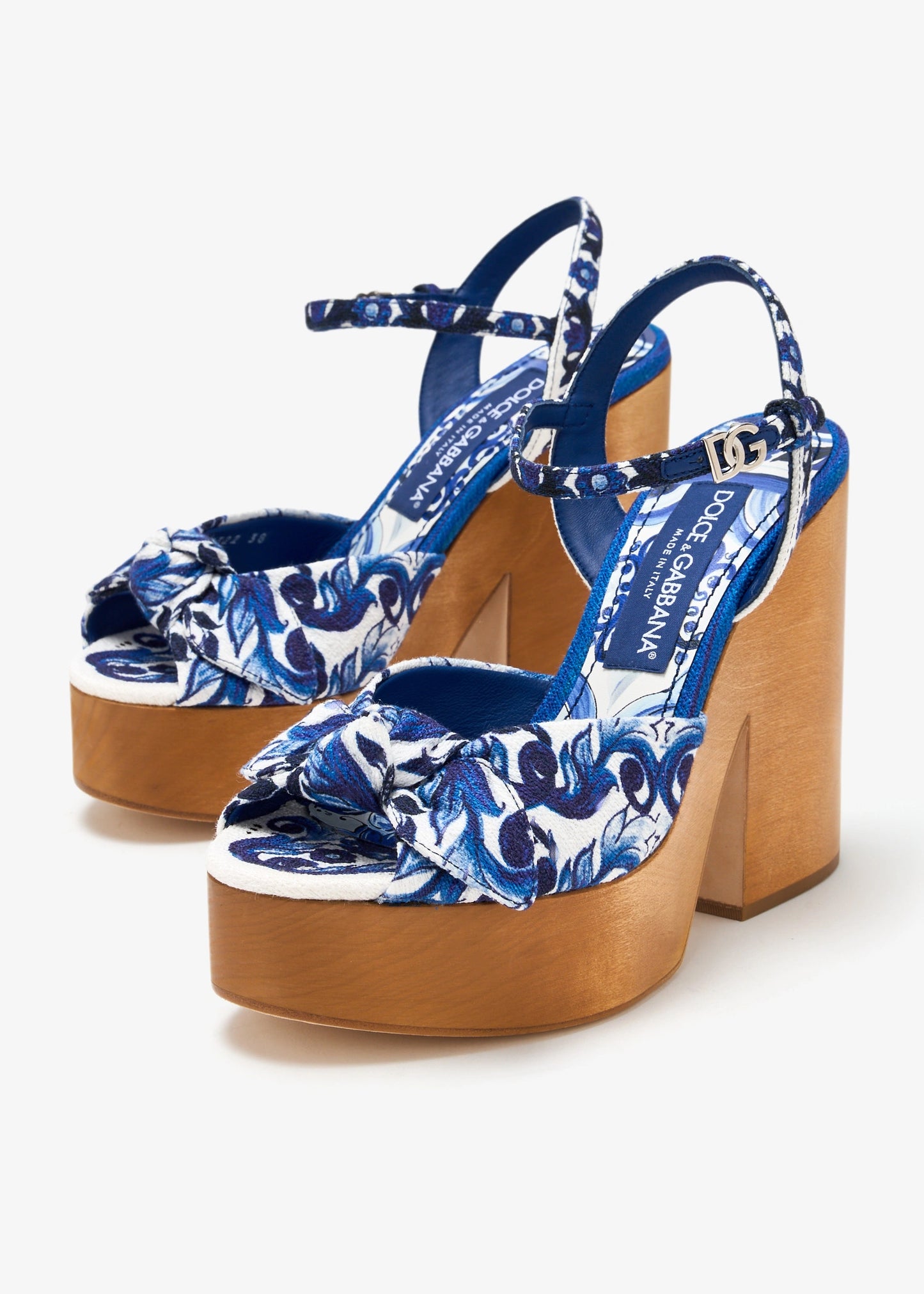 DOLCE & GABBANA Maiolica-print wedge sandals