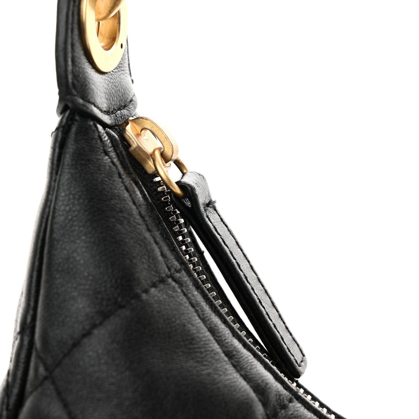 Chanel Shiny Lambskin Quilted Trendy Pockets Hobo Black