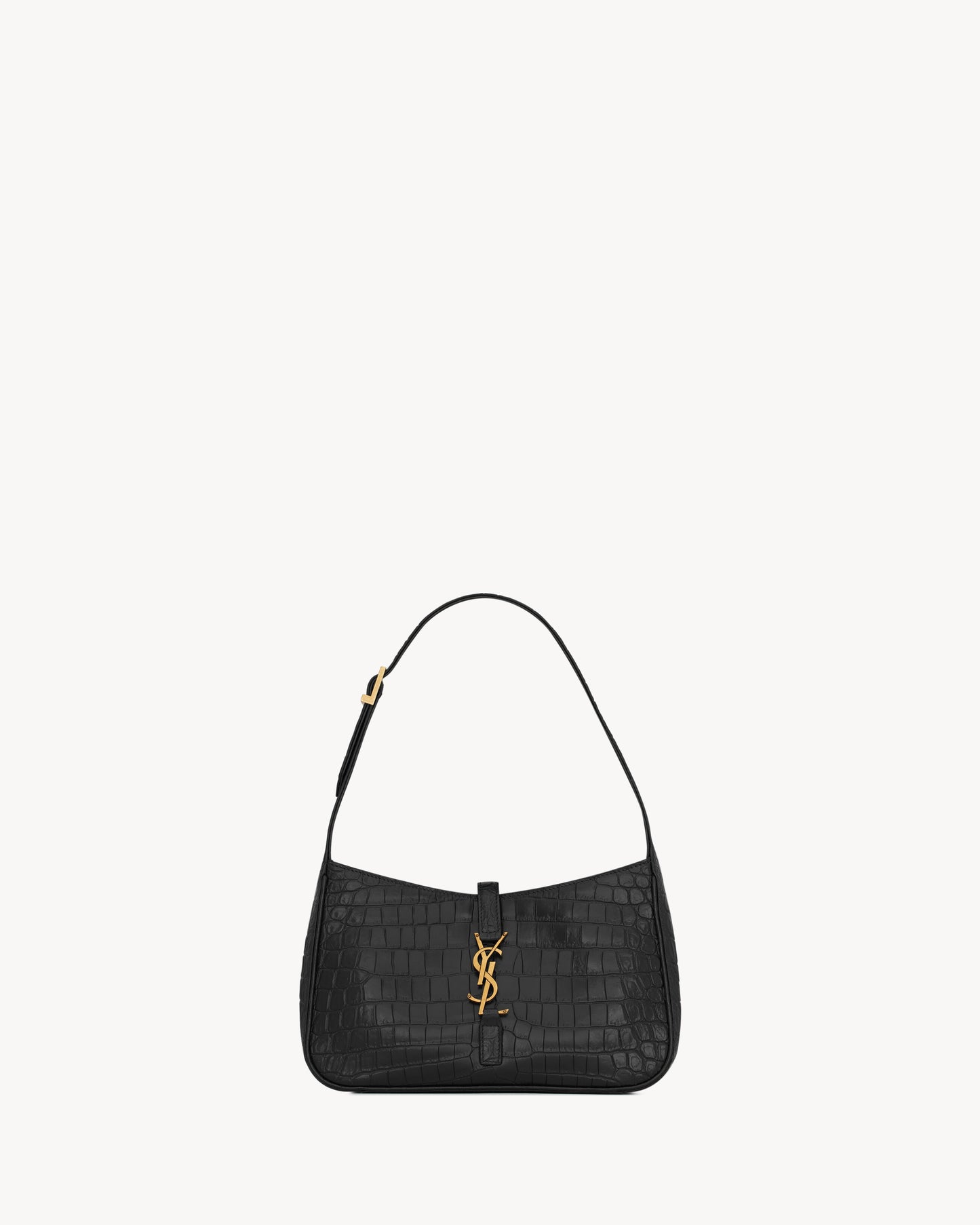 Saint Laurent LE 5 À 7 In Crocodile-Embossed Shiny Leather