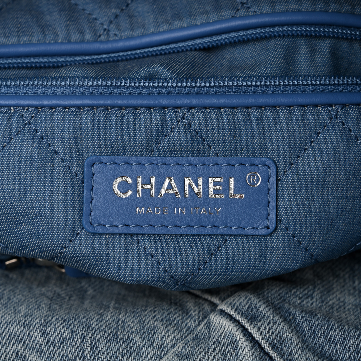 Blue Denim Quilted Chanel 22 Small