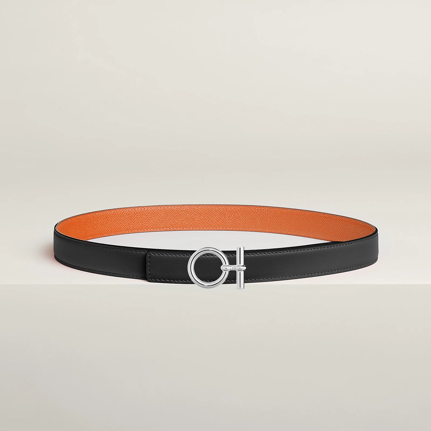 NOIR / GOLD -HAVANE / MAUVE PÂLE FLOT BELT BUCKLE & REVERSIBLE LEATHER STRAP 24 MM