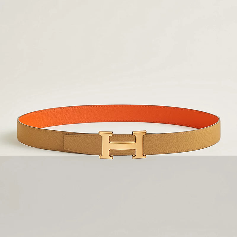 H Belt Buckle & Reversible Leather Strap 32 MM