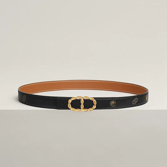 Maillon Torsade Belt Buckle & Reversible Leather Strap 24 MM