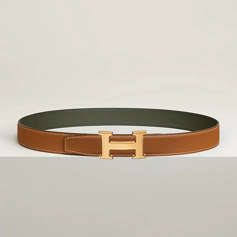 H Belt Buckle & Reversible Leather Strap 32 MM