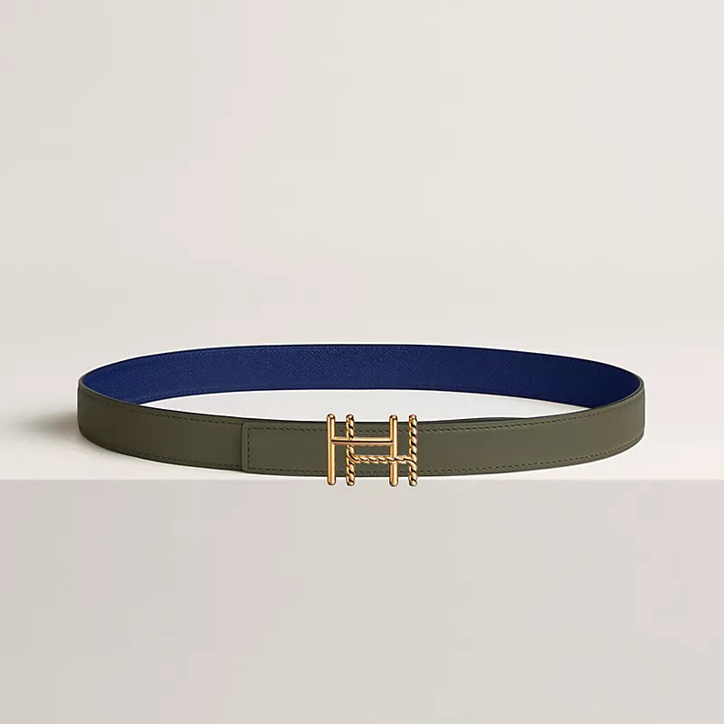 H au Carre Twist Belt Buckle & Reversible Leather Strap 24 MM