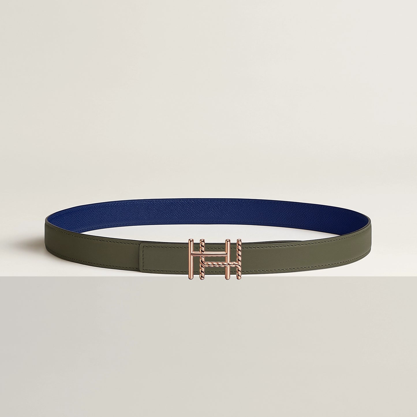 H AU CARRE TWIST BELT BUCKLE & REVERSIBLE LEATHER STRAP 24 MM