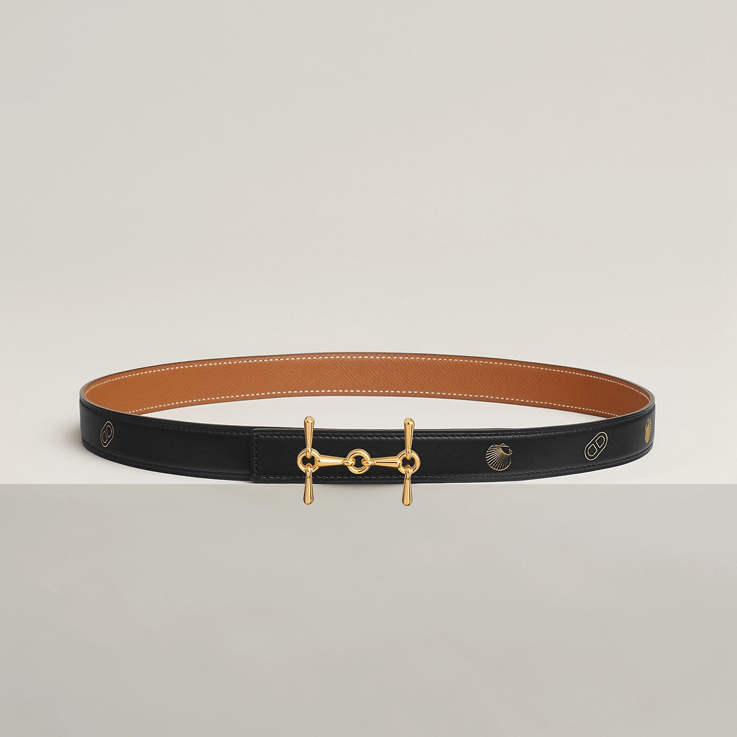 H EQUESTRE BELT BUCKLE & REVERSIBLE LEATHER STRAP 24 MM