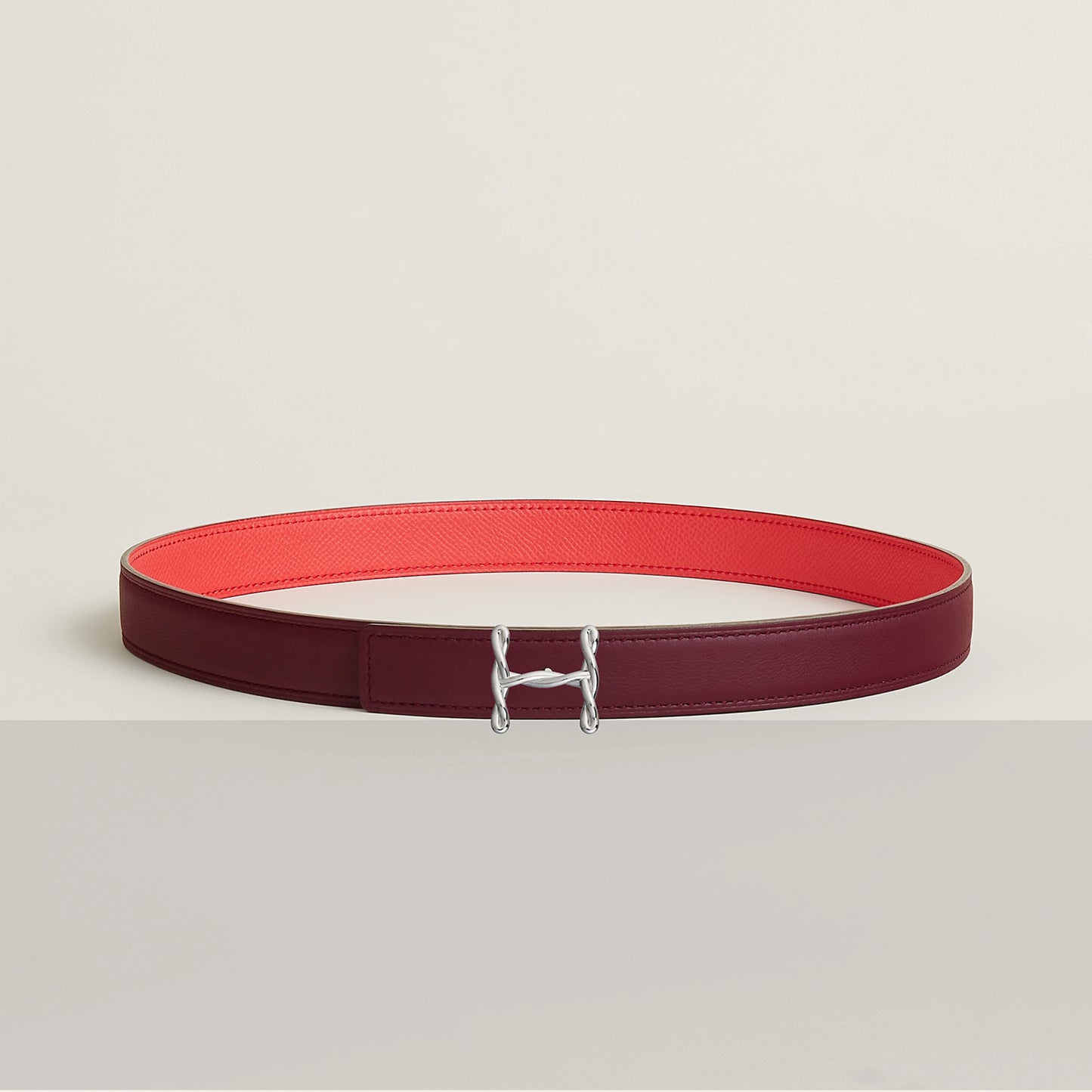 H TORSADE BELT BUCKLE & REVERSIBLE LEATHER STRAP 24 MM
