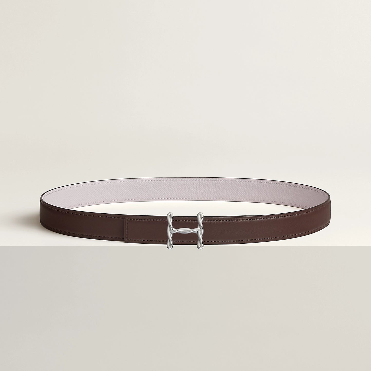 H TORSADE BELT BUCKLE & REVERSIBLE LEATHER STRAP 24 MM