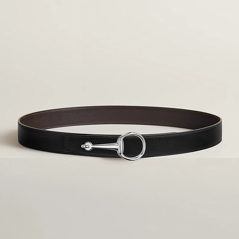 VERT-DE-GRIS / GOLD - NOIR / ÉBÈNE CASAQUE BELT BUCKLE & REVERSIBLE LEATHER STRAP 32 MM