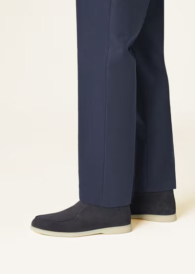 Navy Blue - Light Wood Smoke LORO PIANA Open Walk Ankle Boot