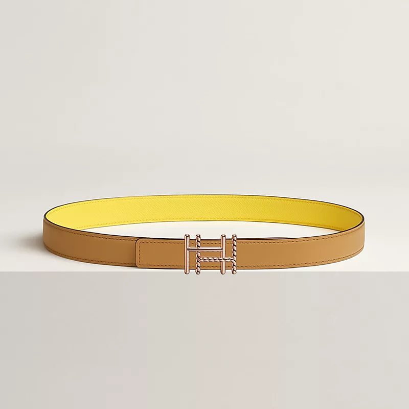 H au Carre Twist Belt Buckle & Reversible Leather Strap 24 MM
