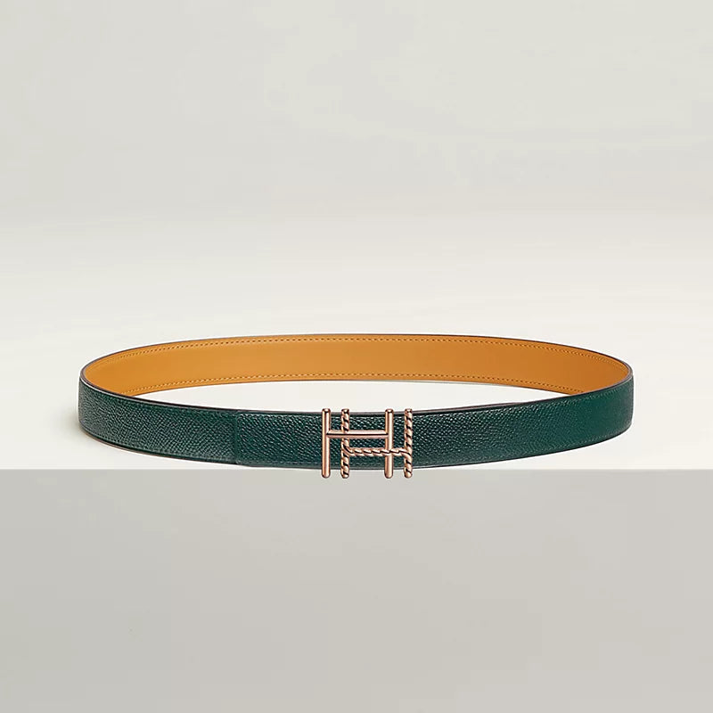 H au Carre Twist Belt Buckle & Reversible Leather Strap 24 MM