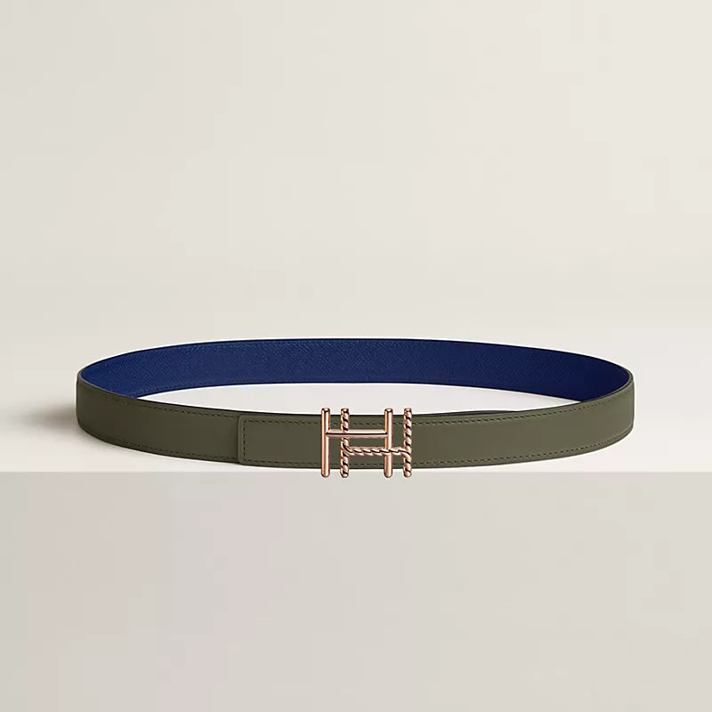 H au Carre Twist Belt Buckle & Reversible Leather Strap 24 MM