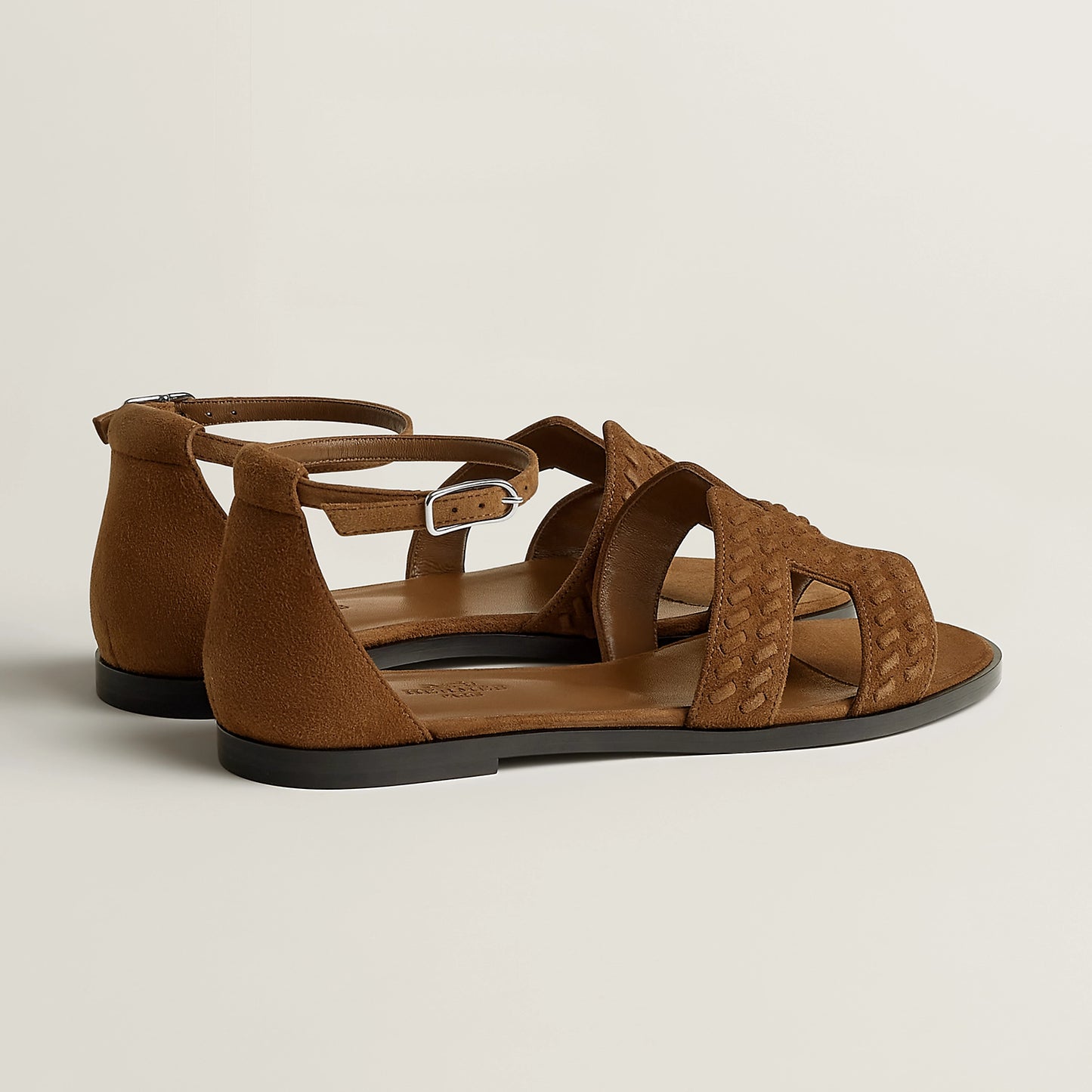 Brun Fumé & Rose Antique HERMES Santorini Sandal