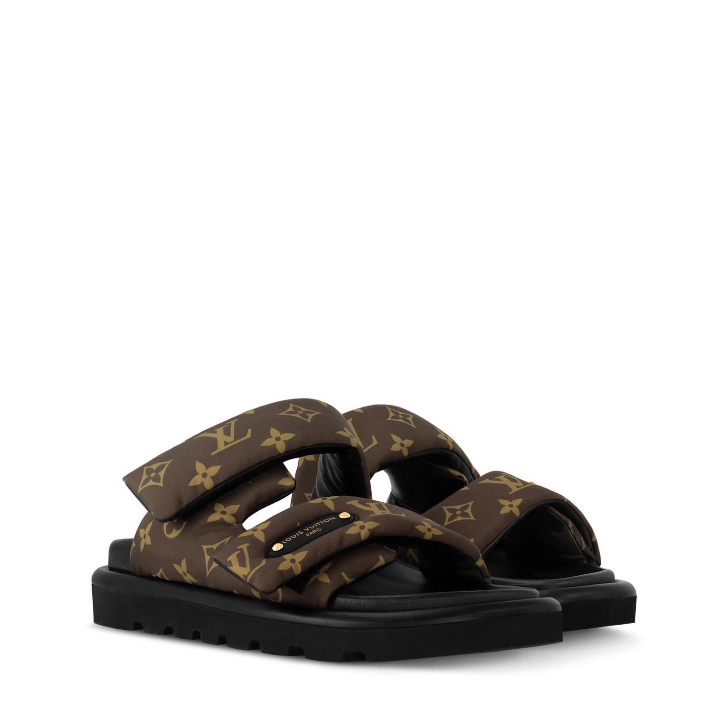 Beige - Black Pool Pillow Flat Comfort Mule