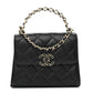 Grained Shiny Calfskin & Gold-Tone Metal Clutch with Chain